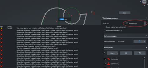 Problem Sketcher Offset On Geometry With Arcs And Sharp Angles Not