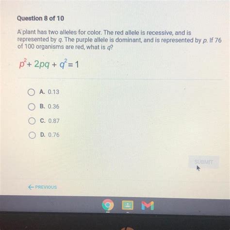 Help Please Question Of A Plant Has Two Alleles For Color The Red