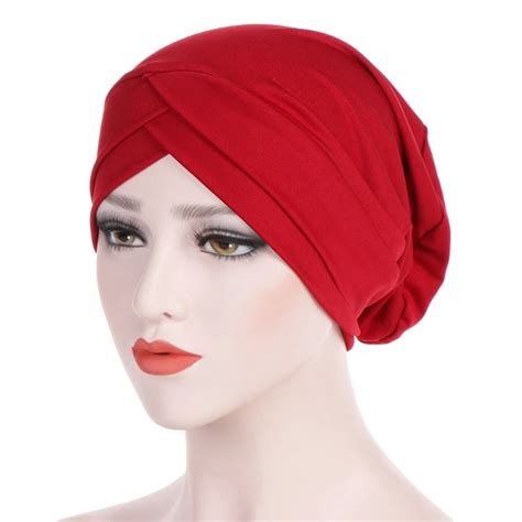 Women Hijabs Cap Muslim Cross Scarf Turban Hat Headscarf Cap Ladies