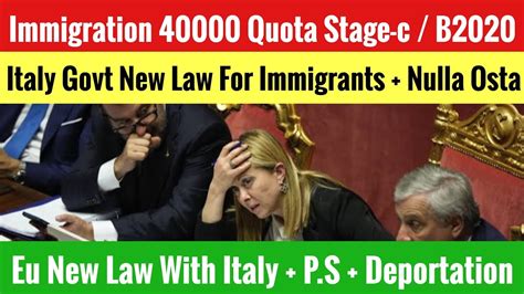 New Italy Govt Immigration 40000 Quota Stage C B2020 Nulla Osta