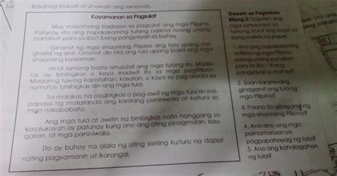 Gawain Sa Pagkatuto Bilang Sagutan Ang Mga Sumusunod Na Tanong Isulat