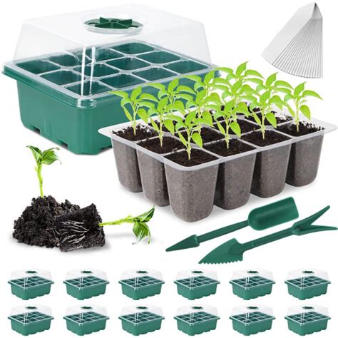 Pack Seed Starter Tray With Humidity Dome Lids Cell Seedling