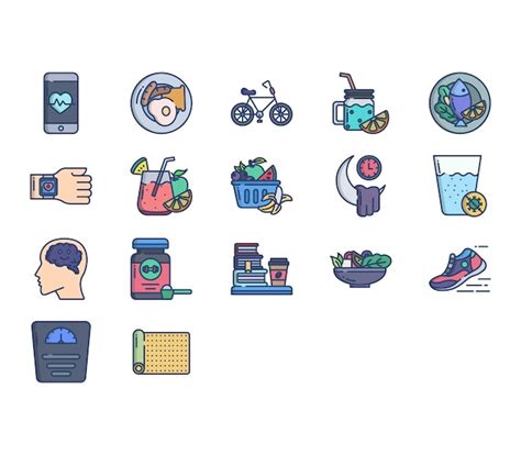 Premium Vector Healthy Lifestyle Icon Set