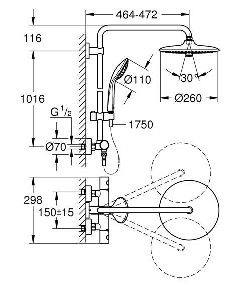 Grohe Euphoria System 260 Shower Column With Thermostatic Mixer With