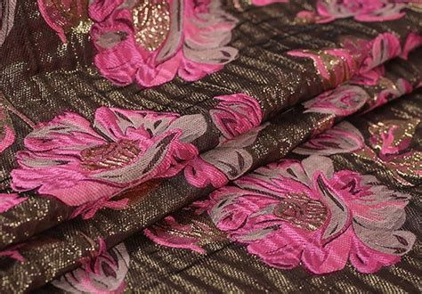 Pinks And Gold Floral On Brown Background Italian 3d Etsy Brocade