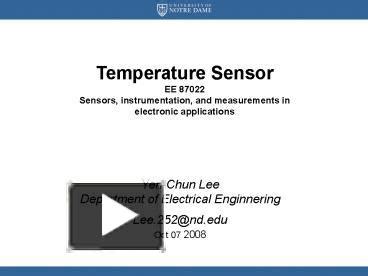 Ppt Temperature Sensor Ee Sensors Instrumentation And