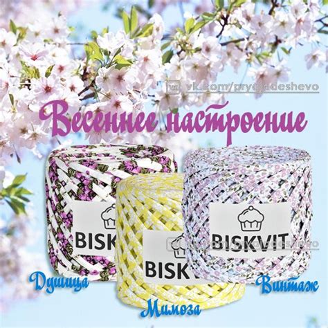 Принтованная т-пряжа БИСКВИТ - ДУШИЦА, МИМОЗА и ВИНТАЖ