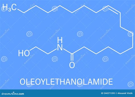 Oleoylethanolamide Molecule Skeletal Formula Stock Vector