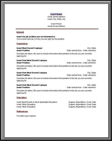 Microsoft Word Chronological Resume Template – Backup Gambar