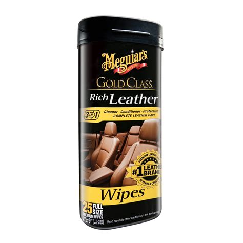 Meguiars Gold Class Rich Leather Cleaner And Conditioner Wipes Gold