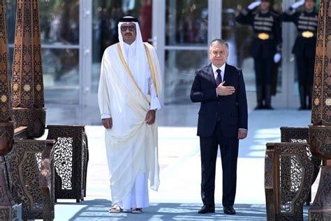 Emir Of Qatar Sheikh Tamim Ibn Hamad Al Thani In Uzbekistan Middle