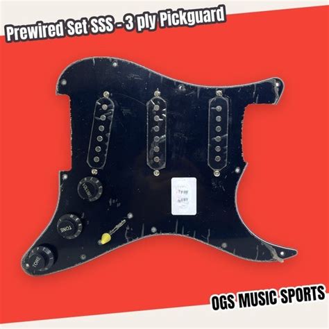 Jual Prewired Loaded Sss Stratocaster Pickguard Hitam Full Set Pickup