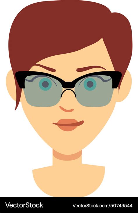 Woman head in sunglasses cartoon character face Vector Image