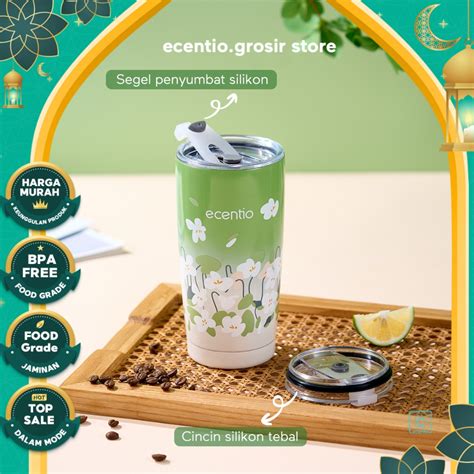 Jual Ecentio Cooler Tumbler Stainless Steel Sedotan Ml Cangkir