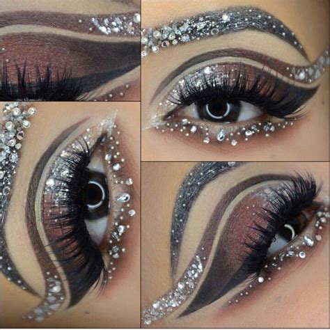 Rhinestone makeup | Rhinestone makeup, Bling makeup, Eye makeup