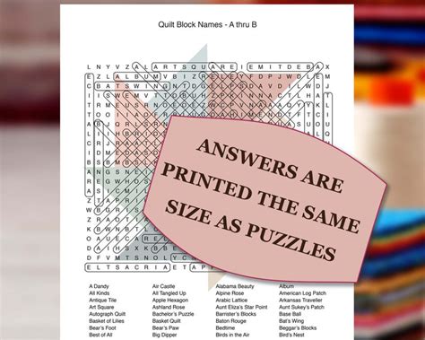 Quilt Puzzle Printables Quilt Games Instant Download for - Etsy