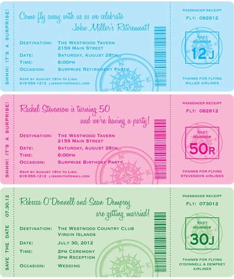 Custom Boarding Pass Invitation Boarding Pass Invitation Travel Theme Bridal Shower Travel