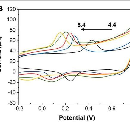 A CV of bare GCE and ZnO NPs GCE toward 500 µM AA B CV of ZnO