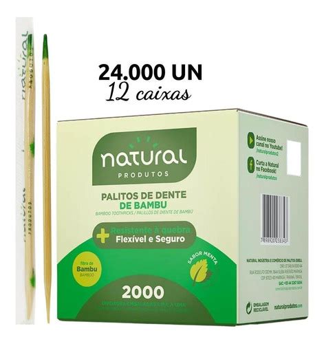 Palito De Dente Bambu Sachê Sabor Menta Natural 24 000un Frete grátis