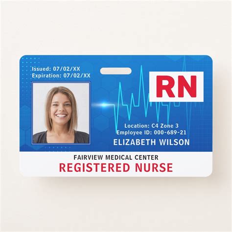 Nurse Hospital Medical Employee Photo Id Badge Color Blue Gender