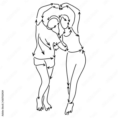 Lesbian Couple Making Love Sign Made From Arrow Vector Illustration Sketch Doodle Hand Drawn