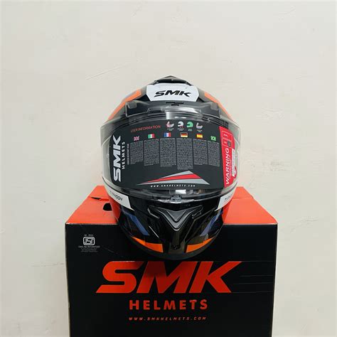 Smk Typhoon Thorn Gl Black Orange Grey Dual Visor Full Face Helmet