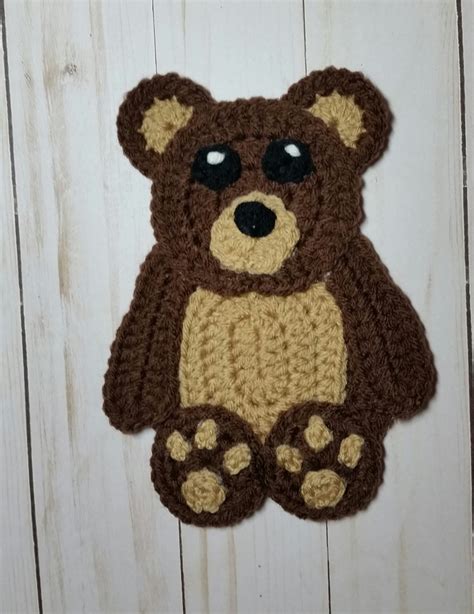 Brown Bear Applique / Crochet Bear Applique / Pre-made Bear | Etsy