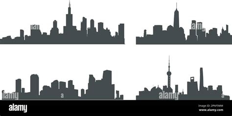 City Silhouette City Skyline Silhouettes City Svg City Vector Stock