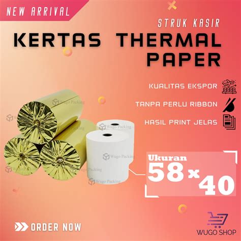 Jual Kertas Kasir Struk Paper Roll 58x40mm Thermal POS Receipt Printer