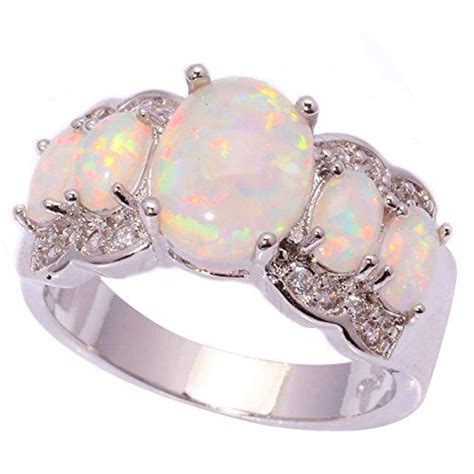 CiNily Created White Fire Opal Zircon Women Jewelry Gemstone Rhodium