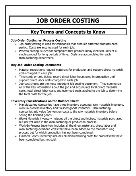 2a Job Order Costing Cr Job Order Costing Key Terms And Concepts To Know Job Order Costing Vs