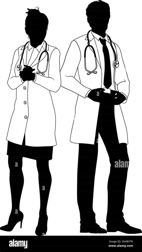 Male And Female Doctors Man And Woman Silhouette Stock Vector Image