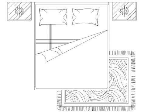 Double Bed With Headboard Top View Plan AutoCAD file - Cadbull