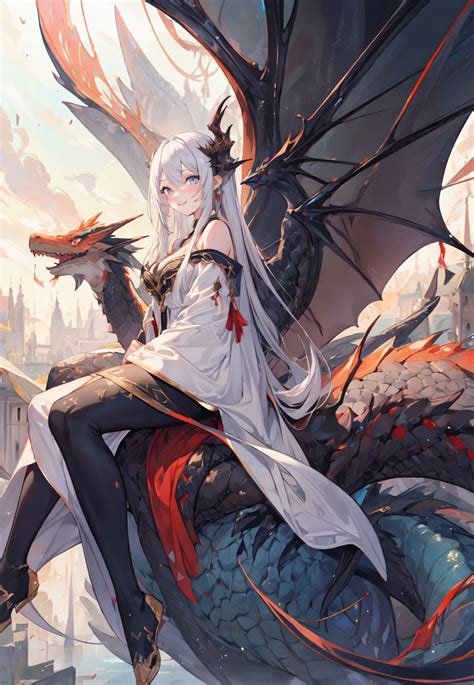 Anime Girl With Dragon