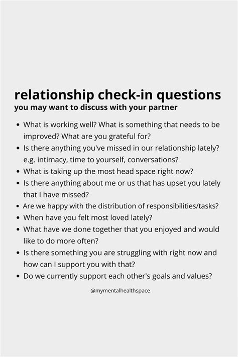 A White Poster With The Words Relationship Check In Questions You