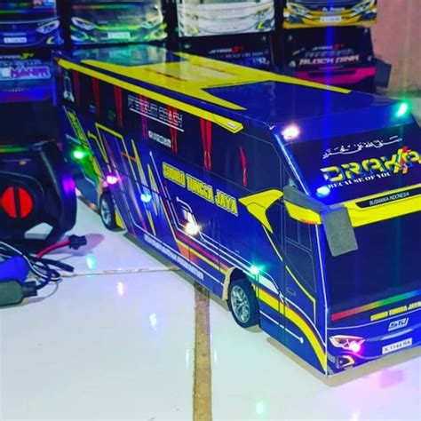 Jual Miniatur Bus Remot Stj Draka Full Lampu Teloelet Basuri Biru