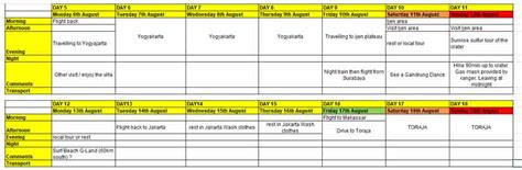 Free Itinerary Excel Templates for Better Planning | ClickUp