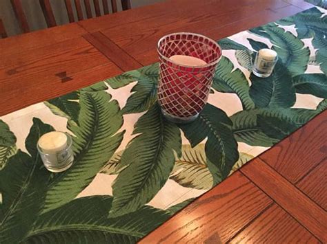 Tommy Bahama Green Palm Leaf Table Runner Tropical Palm Leaf Etsy