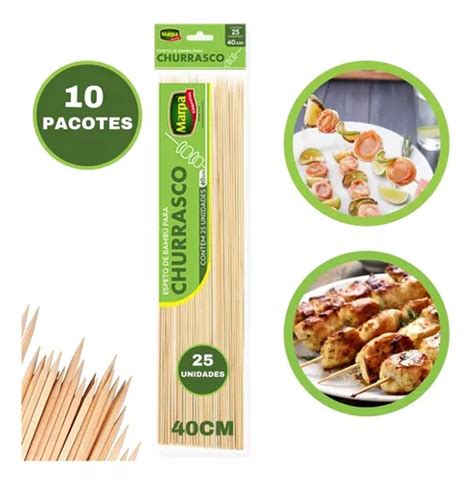 Kit Sacos Espetos Bambu Churrasco Petisco Aperitivo Cm Frete Gr Tis