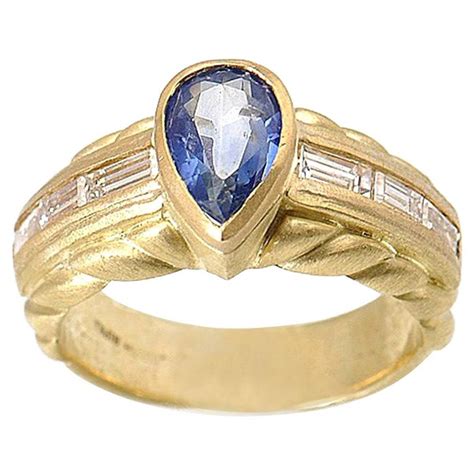 Judith Ripka Sapphire Diamond Yellow Gold Ring at 1stDibs