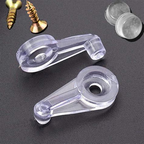 Glass Door Retainer Clips Kit Plastic Clear Offset 4mm With Screw And Anchor Pack Of 20