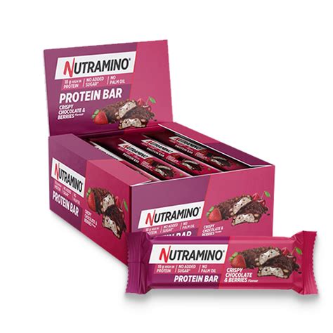 Nutramino Chocolate Berries Crispy High Protein Bar 12 X 55g