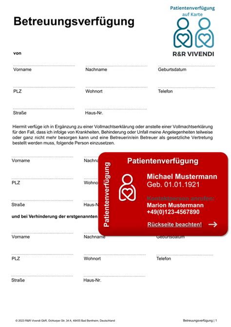 kostenlose Formulare zur Betreuungs Patientenverfügung usw