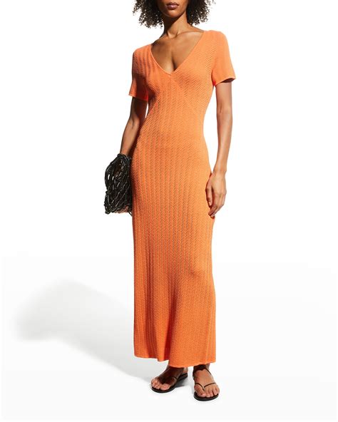 V Neck Long Dress Neiman Marcus