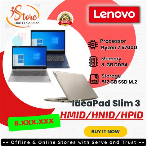 Jual Lenovo IdeaPad Slim 3 14ALC6 82KT00 HNID HMID HPID AMD Ryzen 7