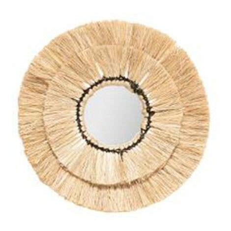 Lot De Miroirs Muraux En Raphia Alba Cm Beige