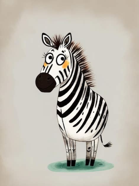 Una Zebra De Dibujos Animados Con Una Expresi N Alegre De Pie Sobre Un