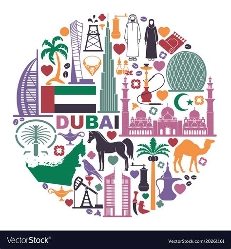 Set Of Icons United Arab Emirates In The Form Vector Image