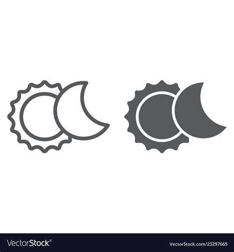 Eclipse Line And Glyph Icon Space Astronomy Vector Image