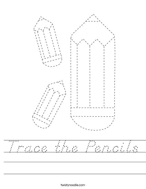 Trace The Pencils Worksheet Dnealian Twisty Noodle